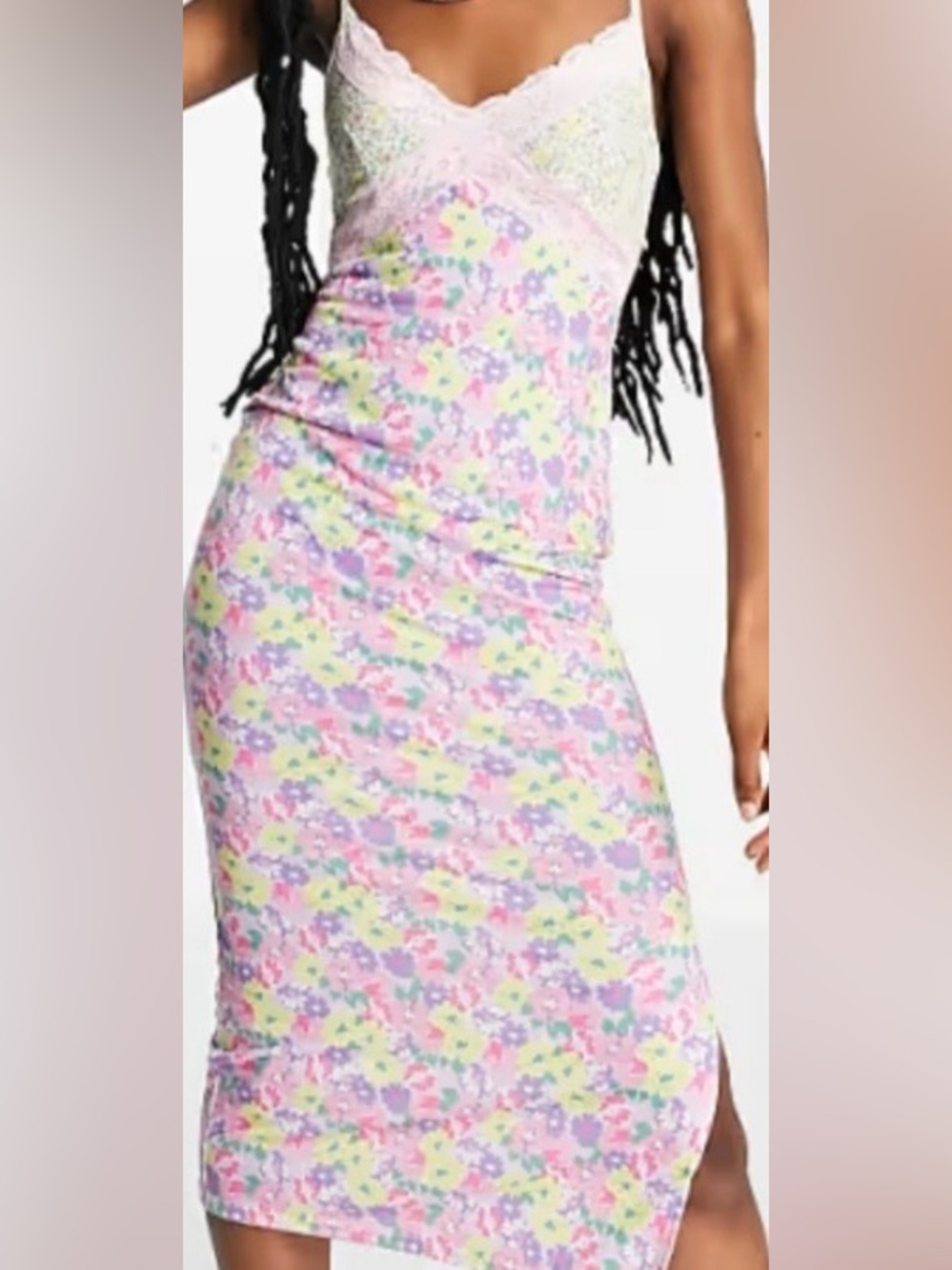 Floral Pink and Yellow Slip Dress